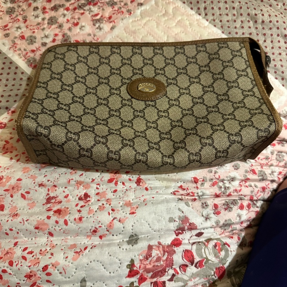 Gucci Beige and Brown Monogram Cosmetic Case